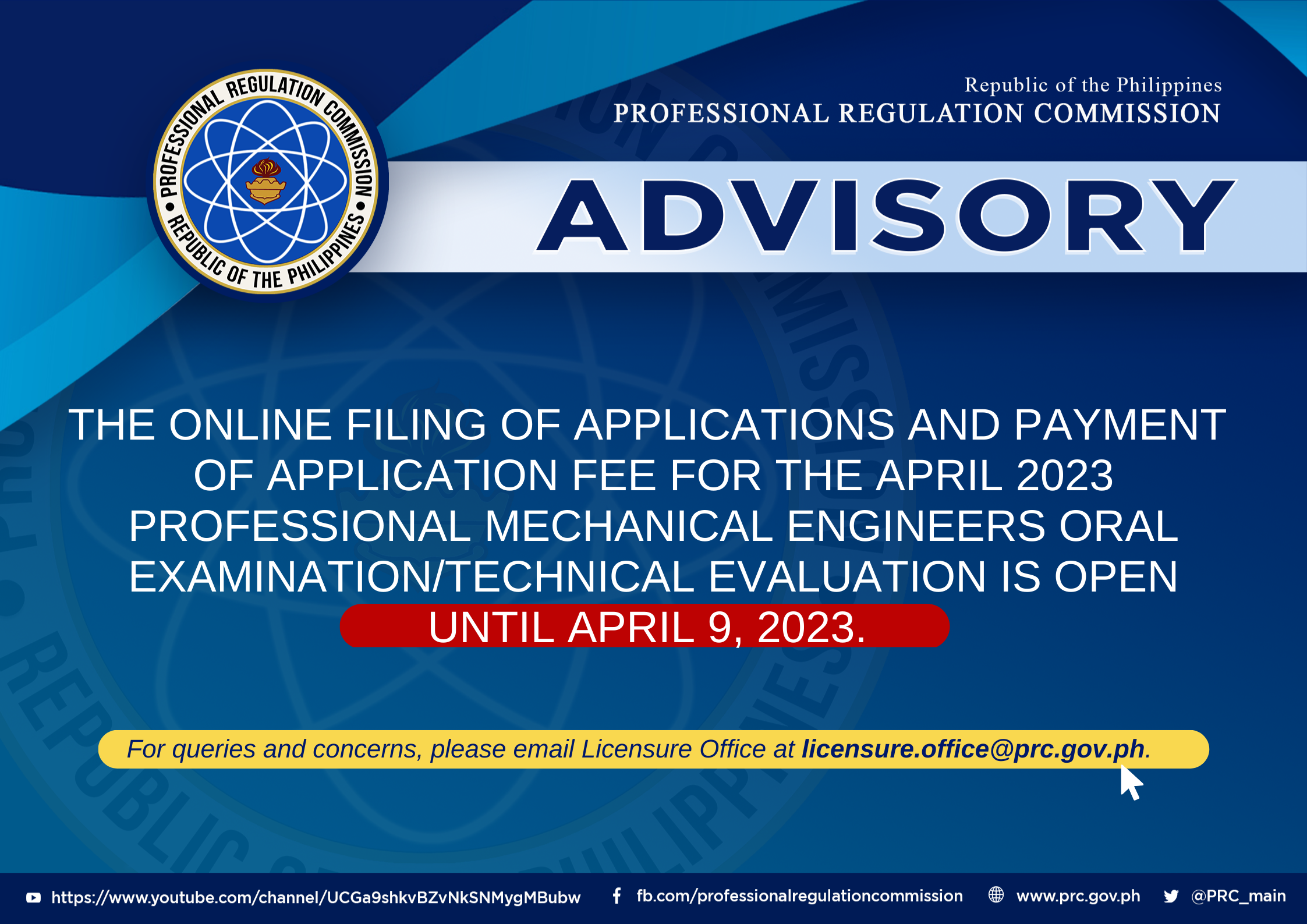 Opening of the Online Filing of Applications for the April 2023